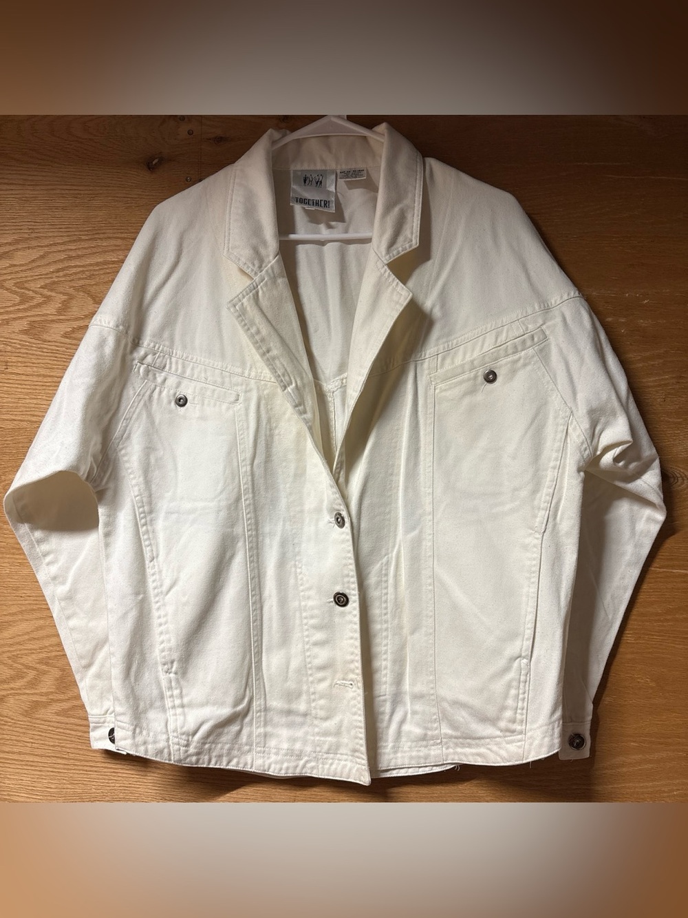 Together! Cream Button-Front Jean Jacket